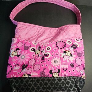 Handmade Disney Minnie Mouse Tote Purse Diaper Bag Pink and Black 13" x 13"